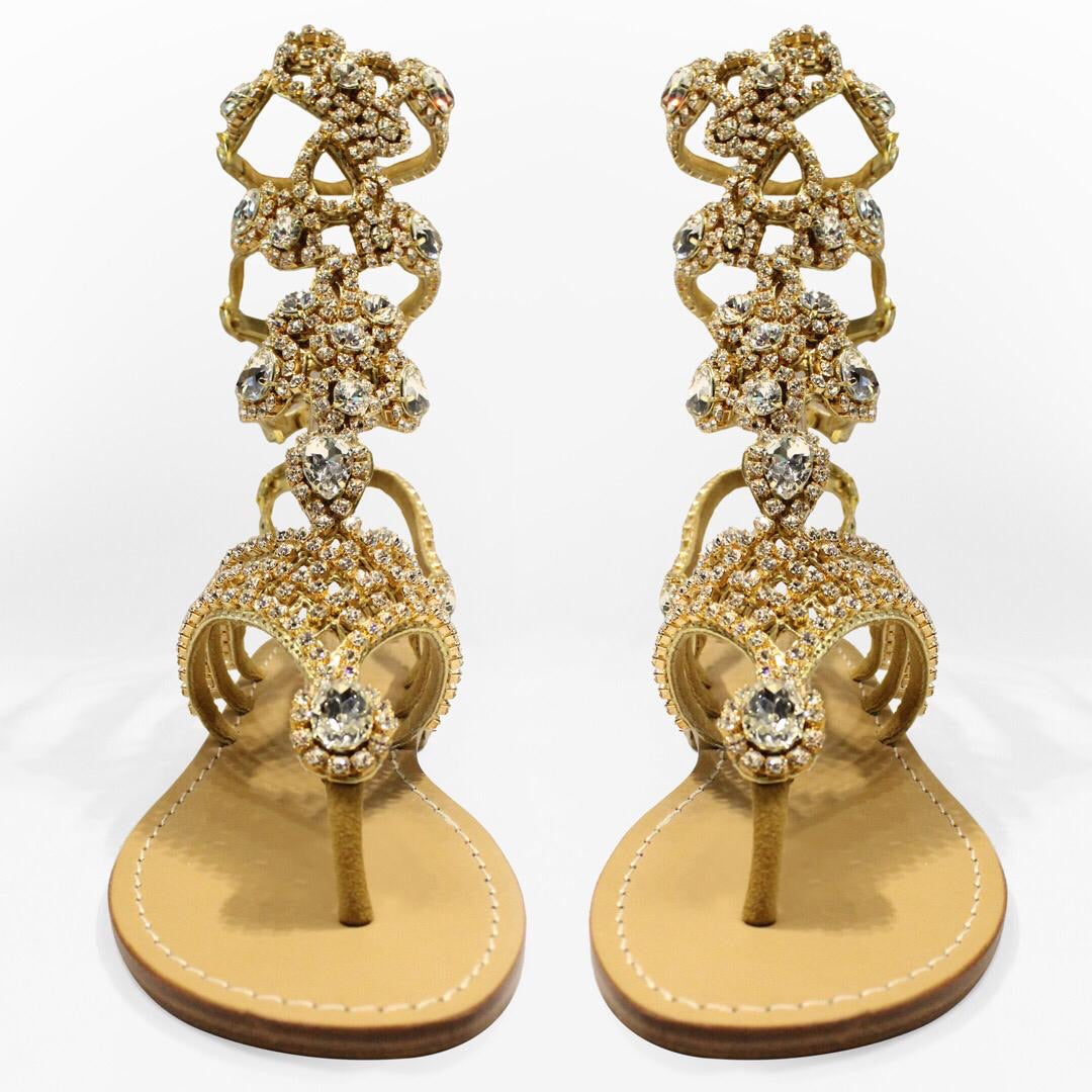 The Roma Sandals Gold - Claudio Milano Couture 
