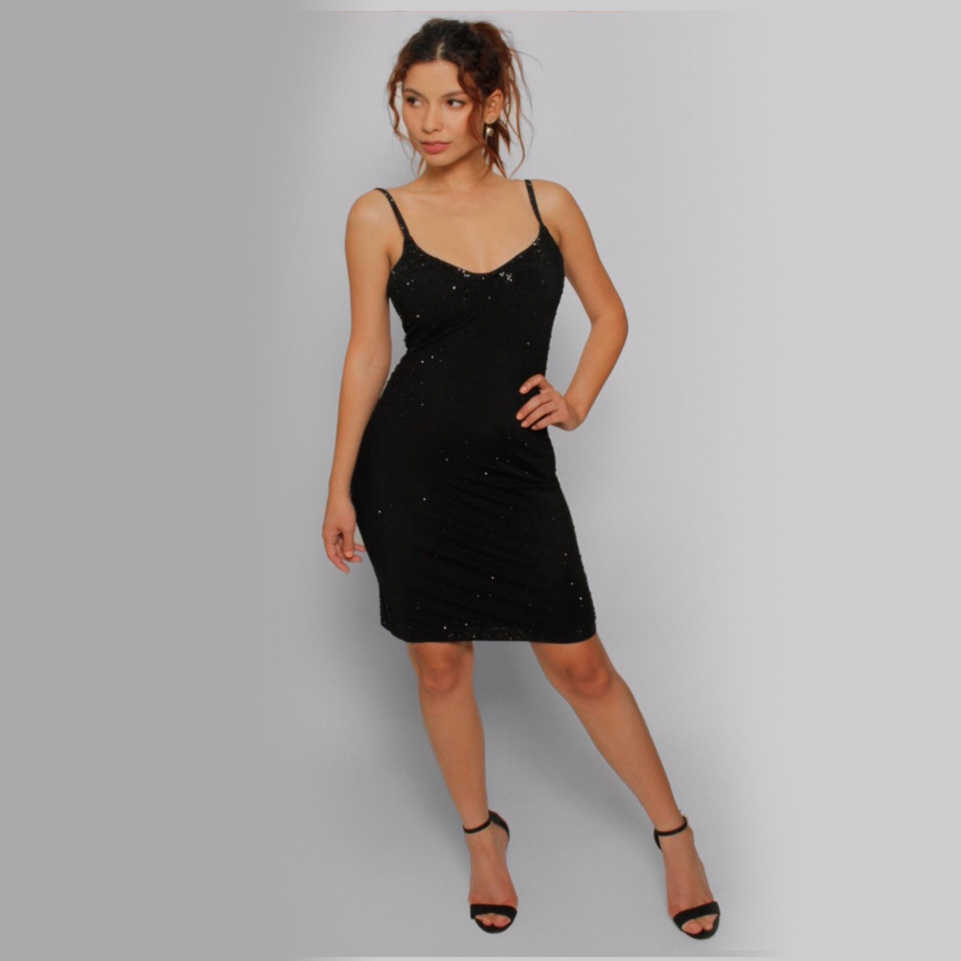 Amazon.com: LYANER Women's Satin Cowl Neck Spaghetti Straps Sexy Ruch  Bodycon Mini Dress Black X-Small : Clothing, Shoes & Jewelry