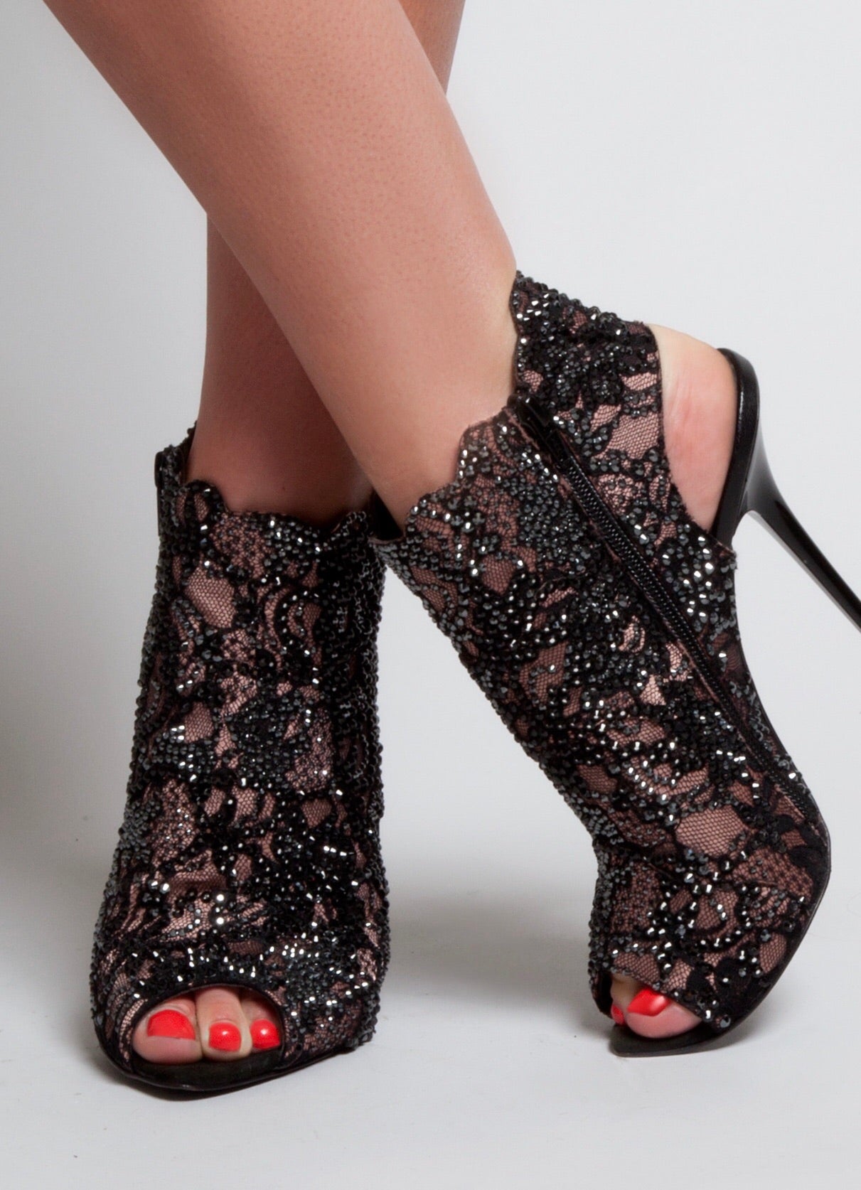 Lace boots peep toe - Claudio Milano Couture 