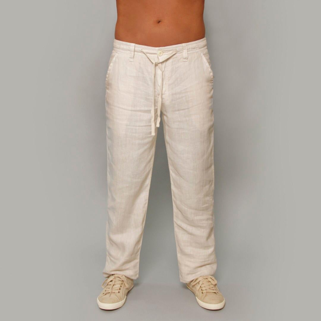 Men's Linen Pants  Summer Clothing in White, Also Available in Black, –  Claudio Milano